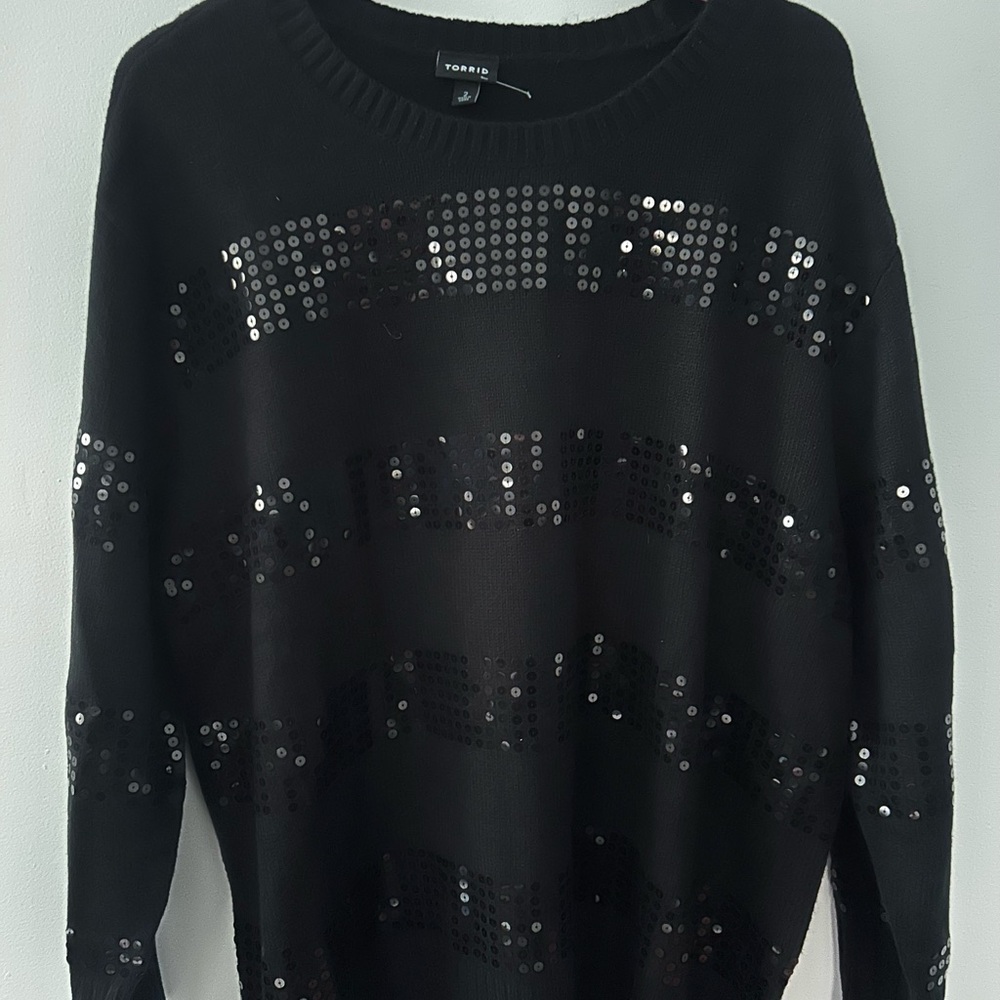 Torrid Black Sequin Crew Neck Sweater